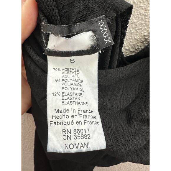 Womens Maxi Dress Size Small Black Nomani Flutter Sleeve V-Neck Low Cut Back - Picture 6 of 13